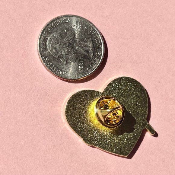 Pink Red Girl Power Feminist Heart Enamel Pin - Picture 4 of 5